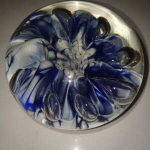 Blue and White Glass Art Piece